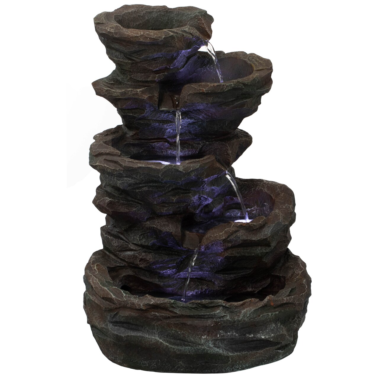 Gardenised Water Fountain with LED Light for Indoor and Outdoor Accent with Soothing Waterfall Sound Ideal for Home Office Patio Backyard Deck Porch Balcony and Tabletop Display, Forest Falls
